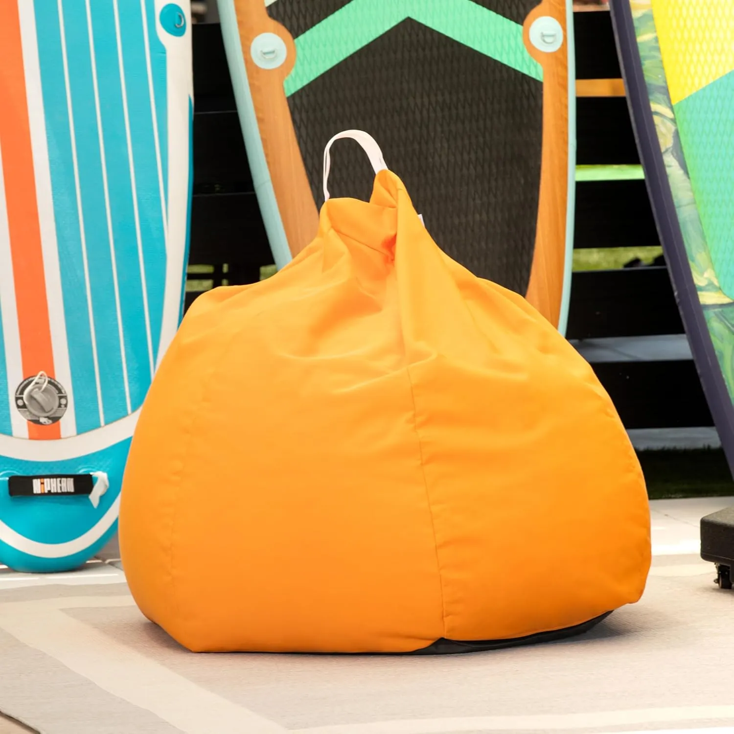 Jaxx Kiss Bean Bag Chair | Casual Poolside & Patio Seating | Sunbrella, Tangerine Orange