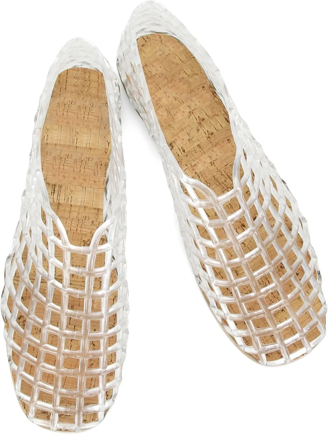 Jelly Mesh Ballet Flats for Women Clear Hollow Jellies Flat Sandals Round Toe Slip On Beach Balleria Flat Shoes