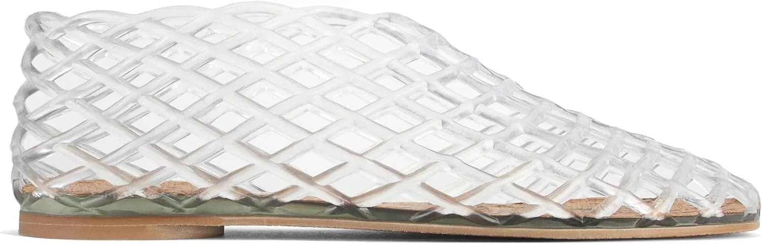 Jelly Mesh Ballet Flats for Women Clear Hollow Jellies Flat Sandals Round Toe Slip On Beach Balleria Flat Shoes