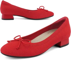 JENN ARDOR Womens Low Block Chunky Pumps Ladies Dress Heels Closed Round Toe Casual Shoes Wedding Bridal Party Office Shoes 1.0 Inch