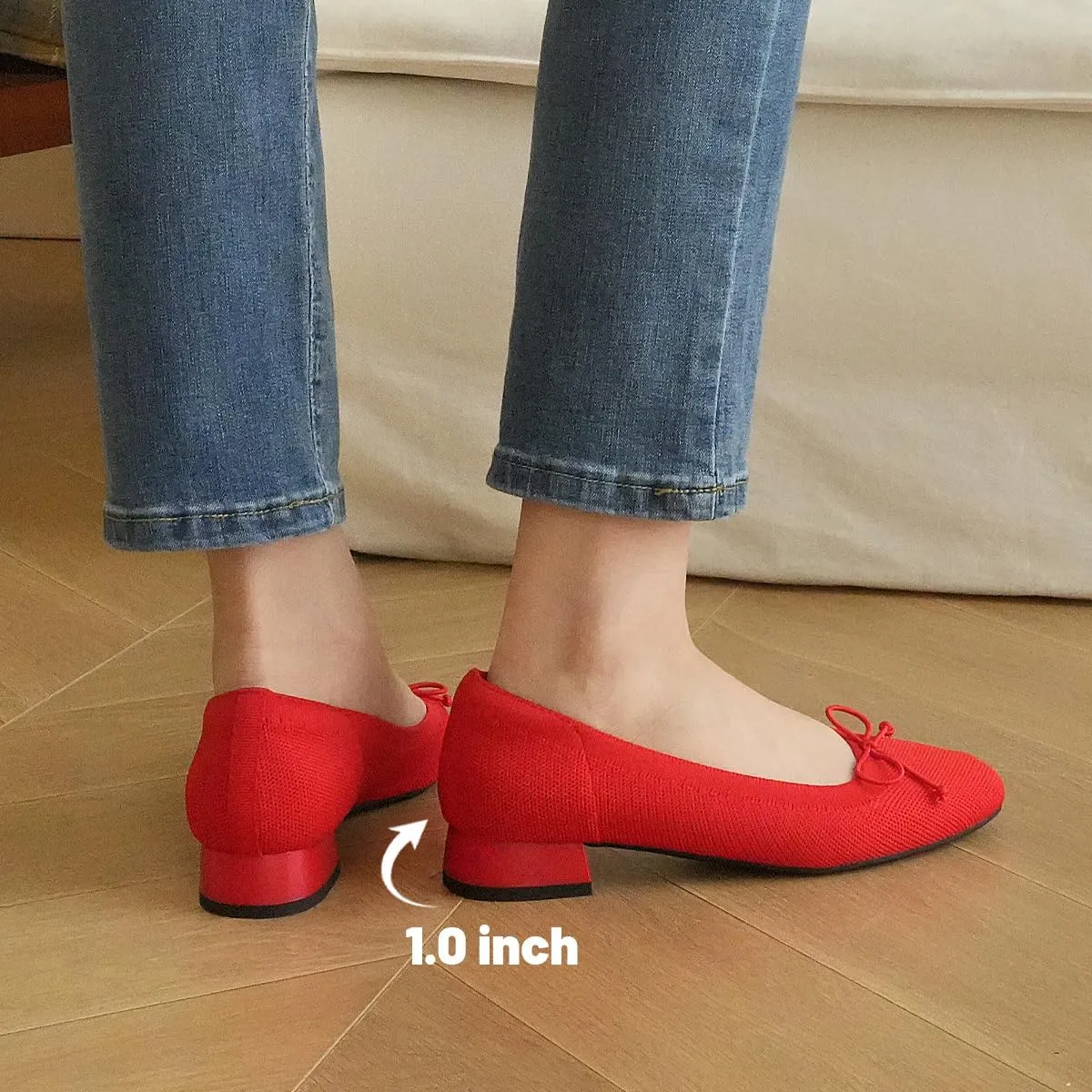 JENN ARDOR Womens Low Block Chunky Pumps Ladies Dress Heels Closed Round Toe Casual Shoes Wedding Bridal Party Office Shoes 1.0 Inch