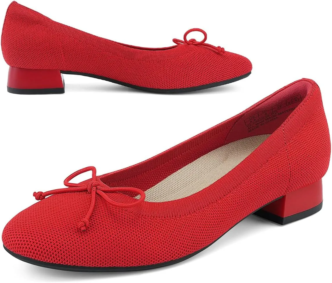 JENN ARDOR Womens Low Block Chunky Pumps Ladies Dress Heels Closed Round Toe Casual Shoes Wedding Bridal Party Office Shoes 1.0 Inch