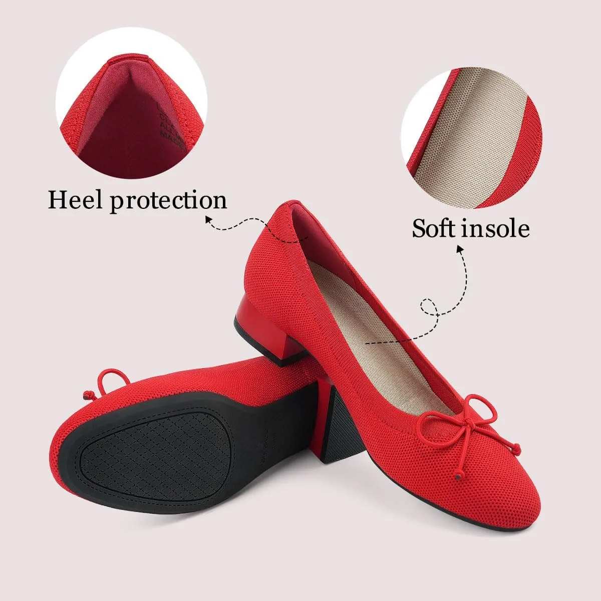 JENN ARDOR Womens Low Block Chunky Pumps Ladies Dress Heels Closed Round Toe Casual Shoes Wedding Bridal Party Office Shoes 1.0 Inch