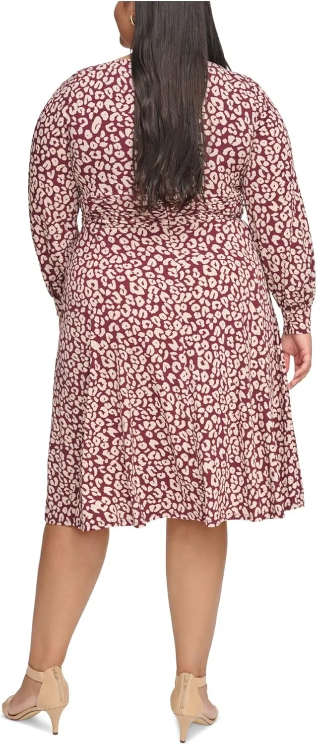 Jessica Howard Womens Plus Printed Work Day Wear Midi Dress