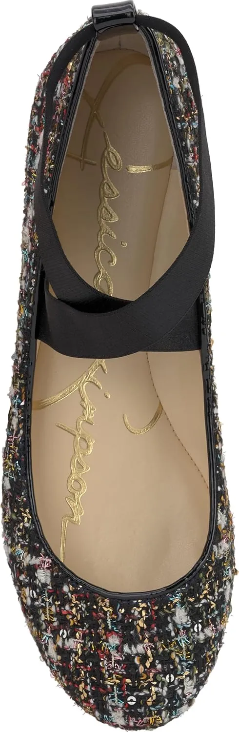 Jessica Simpson Mandayss Women's Pull-On Criss-Cross Ankle Ballet Flats Shoes