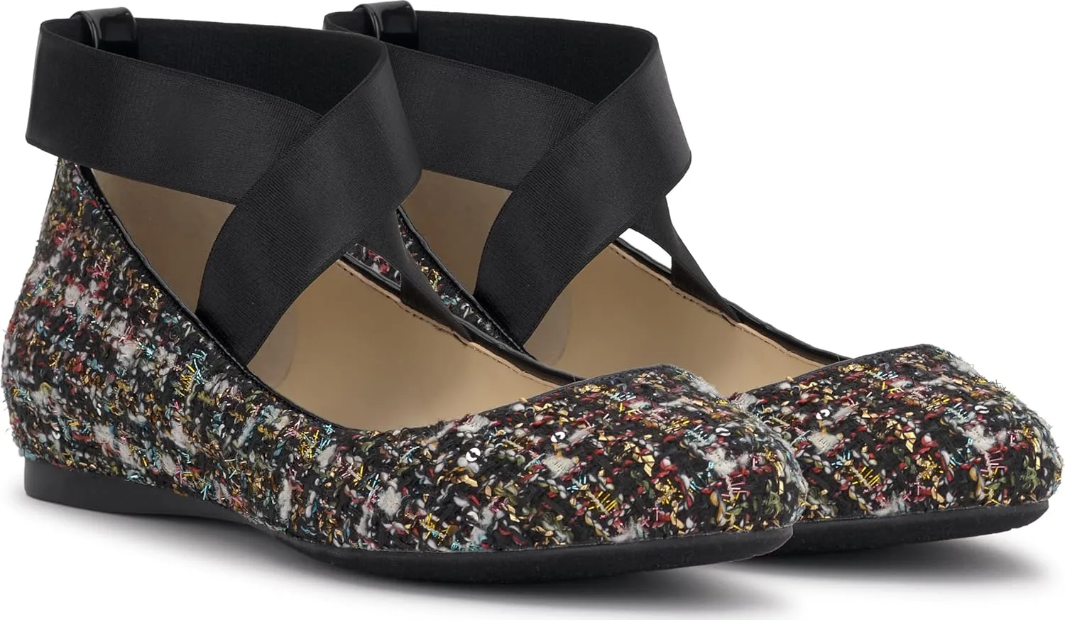 Jessica Simpson Mandayss Women's Pull-On Criss-Cross Ankle Ballet Flats Shoes