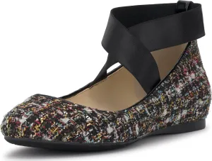 Jessica Simpson Mandayss Women's Pull-On Criss-Cross Ankle Ballet Flats Shoes