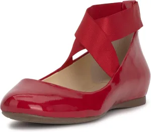 Jessica Simpson Mandayss Women's Pull-On Criss-Cross Ankle Ballet Flats Shoes