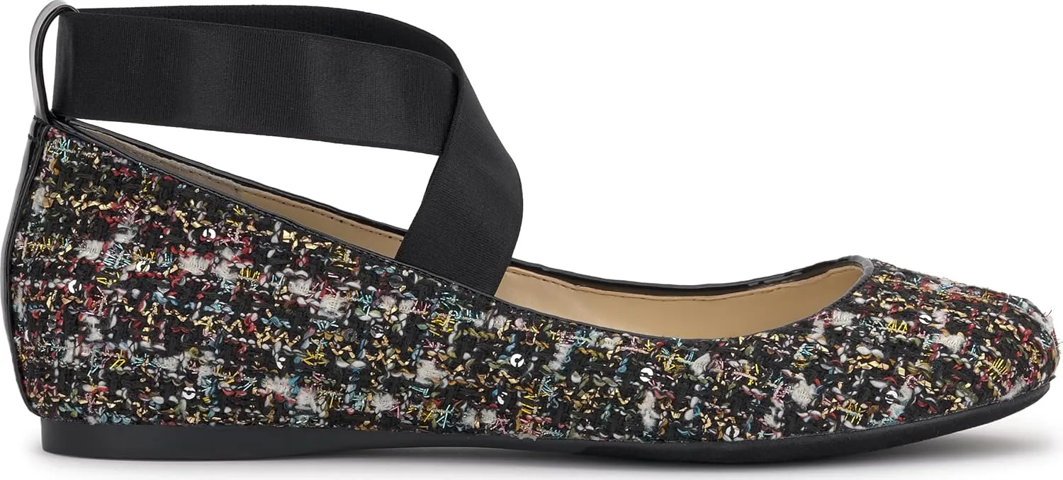 Jessica Simpson Mandayss Women's Pull-On Criss-Cross Ankle Ballet Flats Shoes
