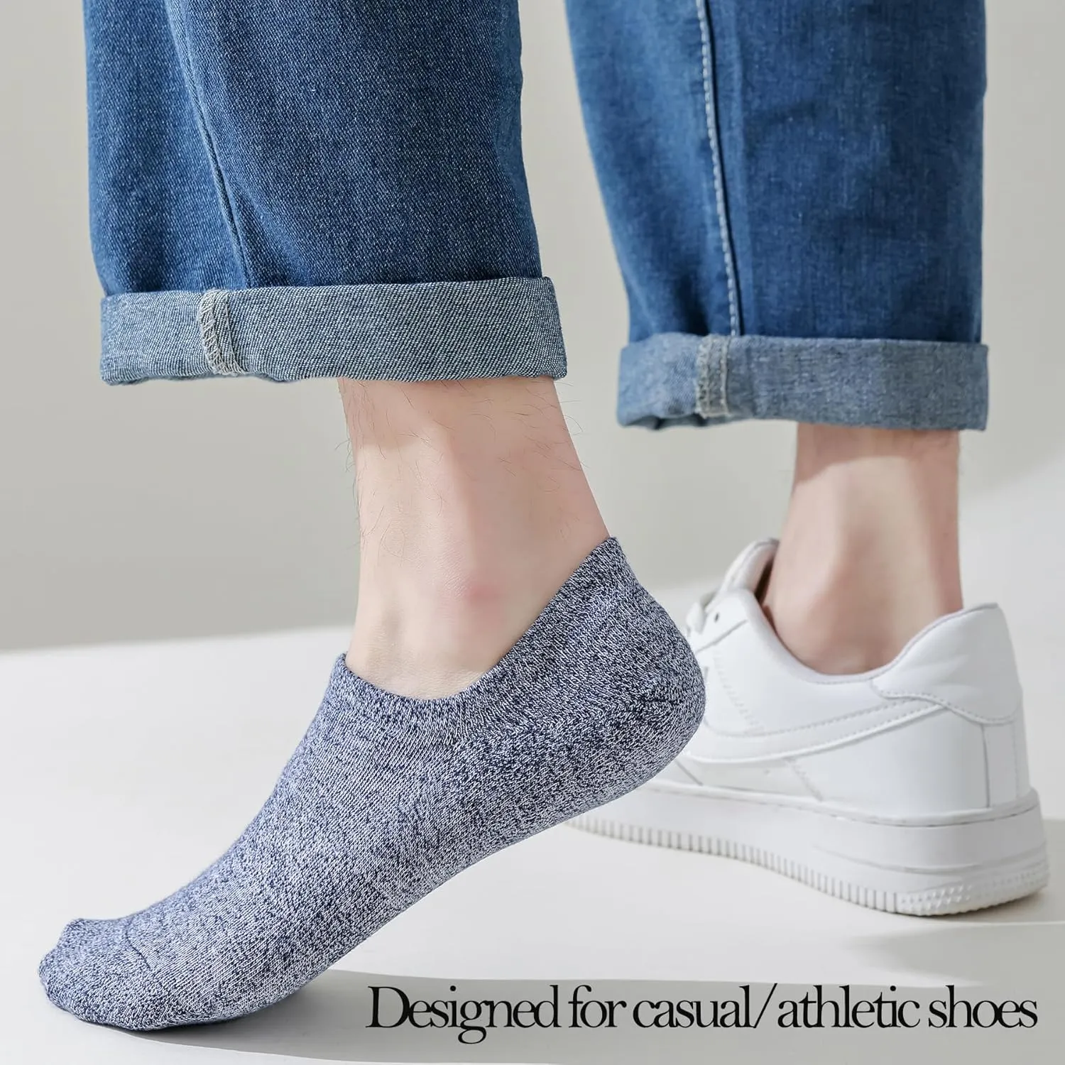 JORMATT Mens No Show Socks Cotton Low Cut Short Casual Socks Men With Non-Slip Grips, 12 Pairs/8 Pairs/6 Pairs