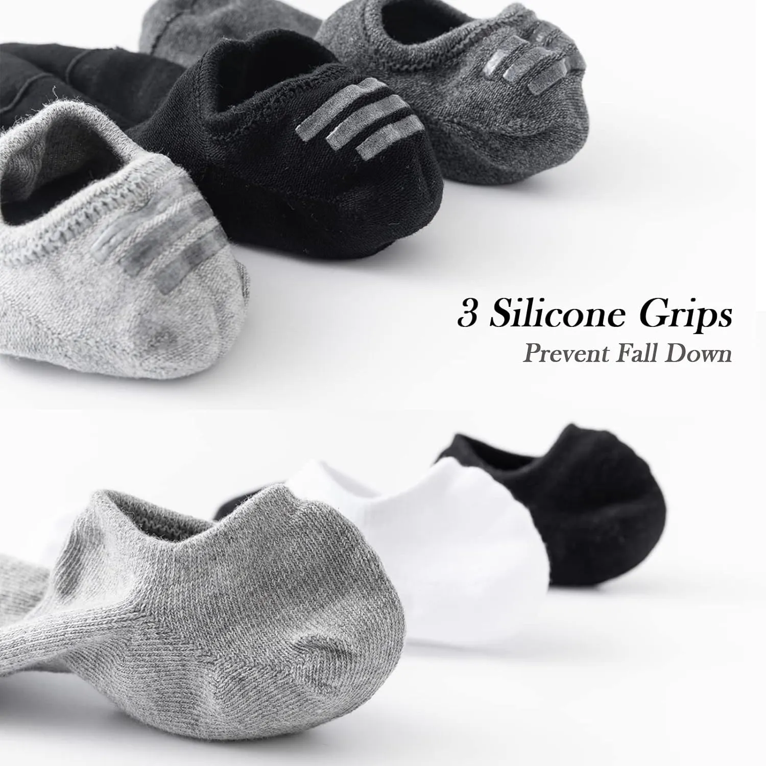 JORMATT Mens No Show Socks Cotton Low Cut Short Casual Socks Men With Non-Slip Grips, 12 Pairs/8 Pairs/6 Pairs