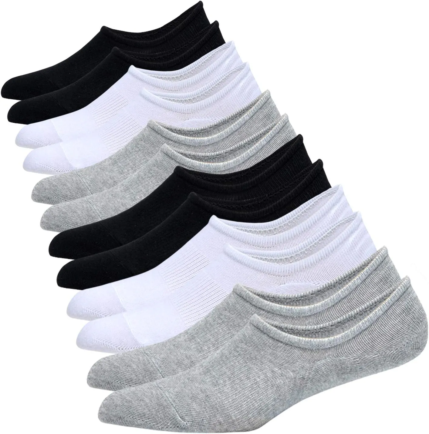 JORMATT Mens No Show Socks Cotton Low Cut Short Casual Socks Men With Non-Slip Grips, 12 Pairs/8 Pairs/6 Pairs