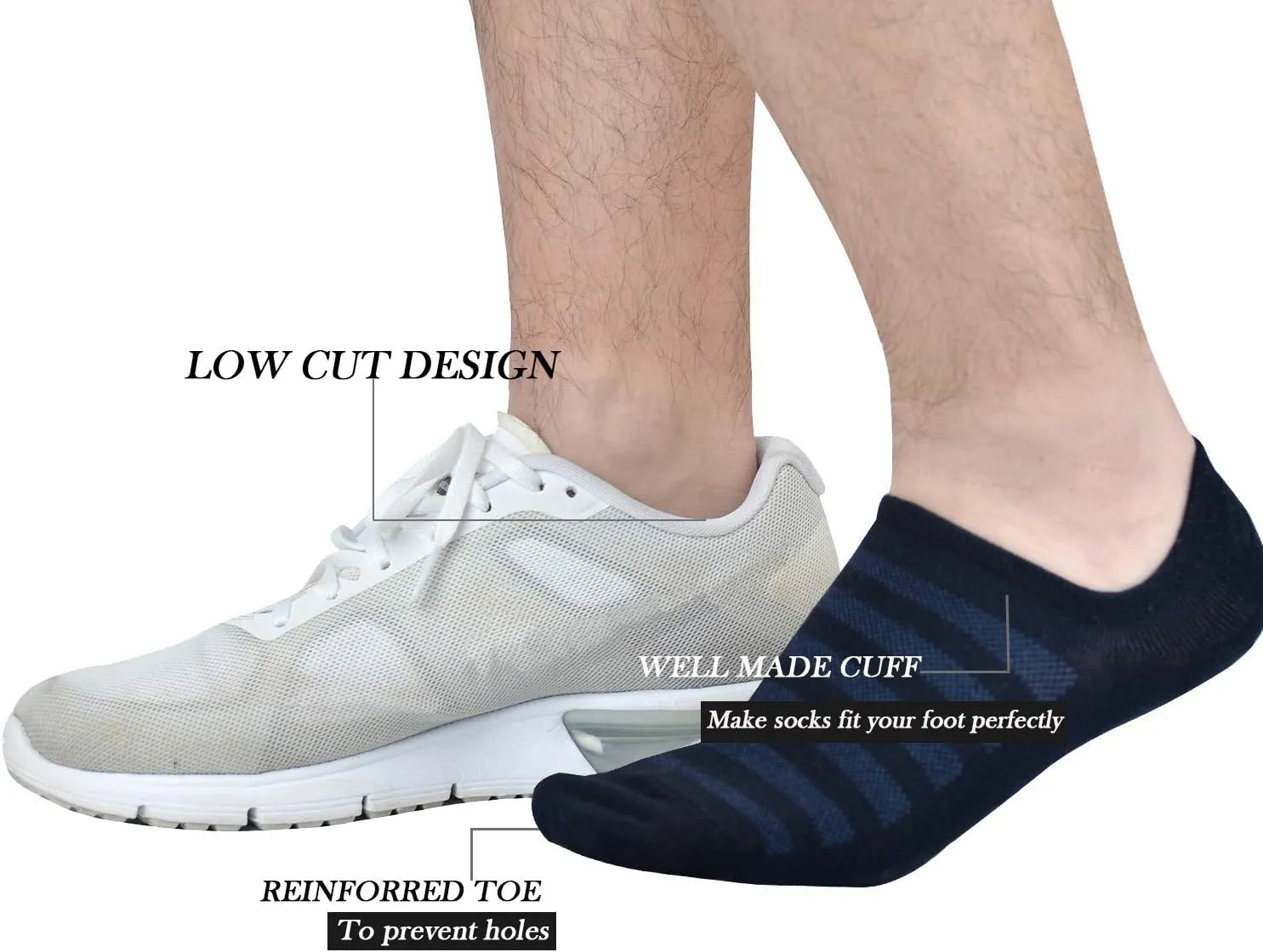 JORMATT Mens Women No Show Socks Mesh Knit Non Slip Cotton Low Cut Casual Socks (Pairs of 6-8)