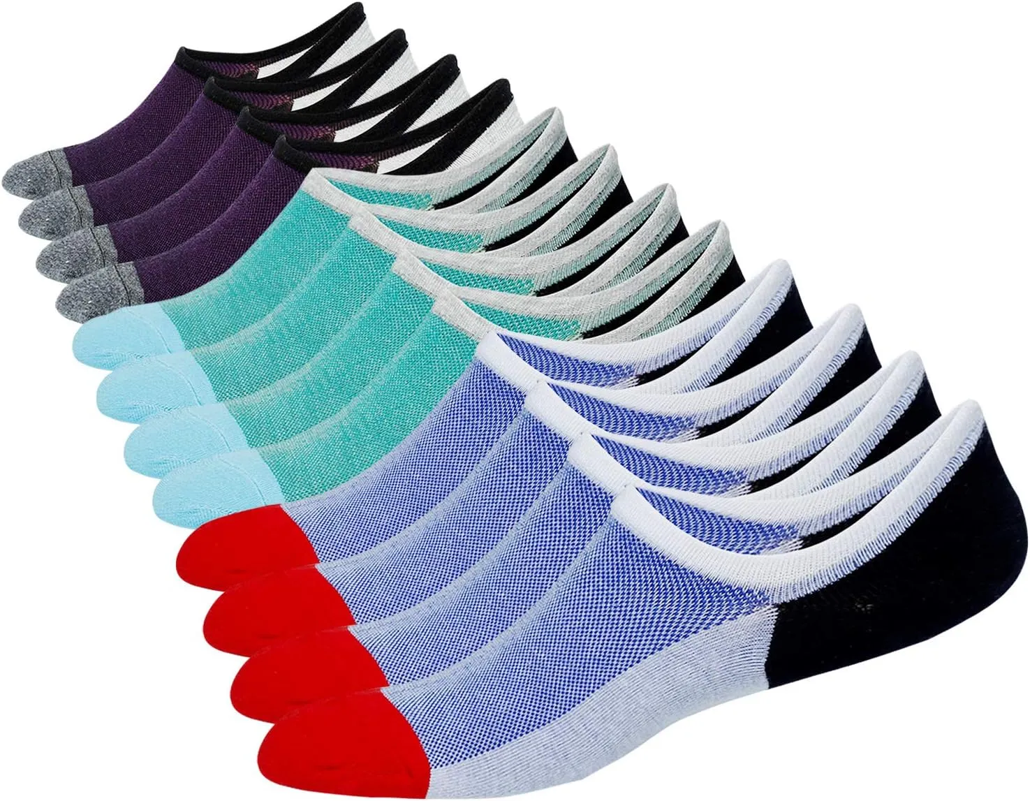 JORMATT Mens Women No Show Socks Mesh Knit Non Slip Cotton Low Cut Casual Socks (Pairs of 6-8)