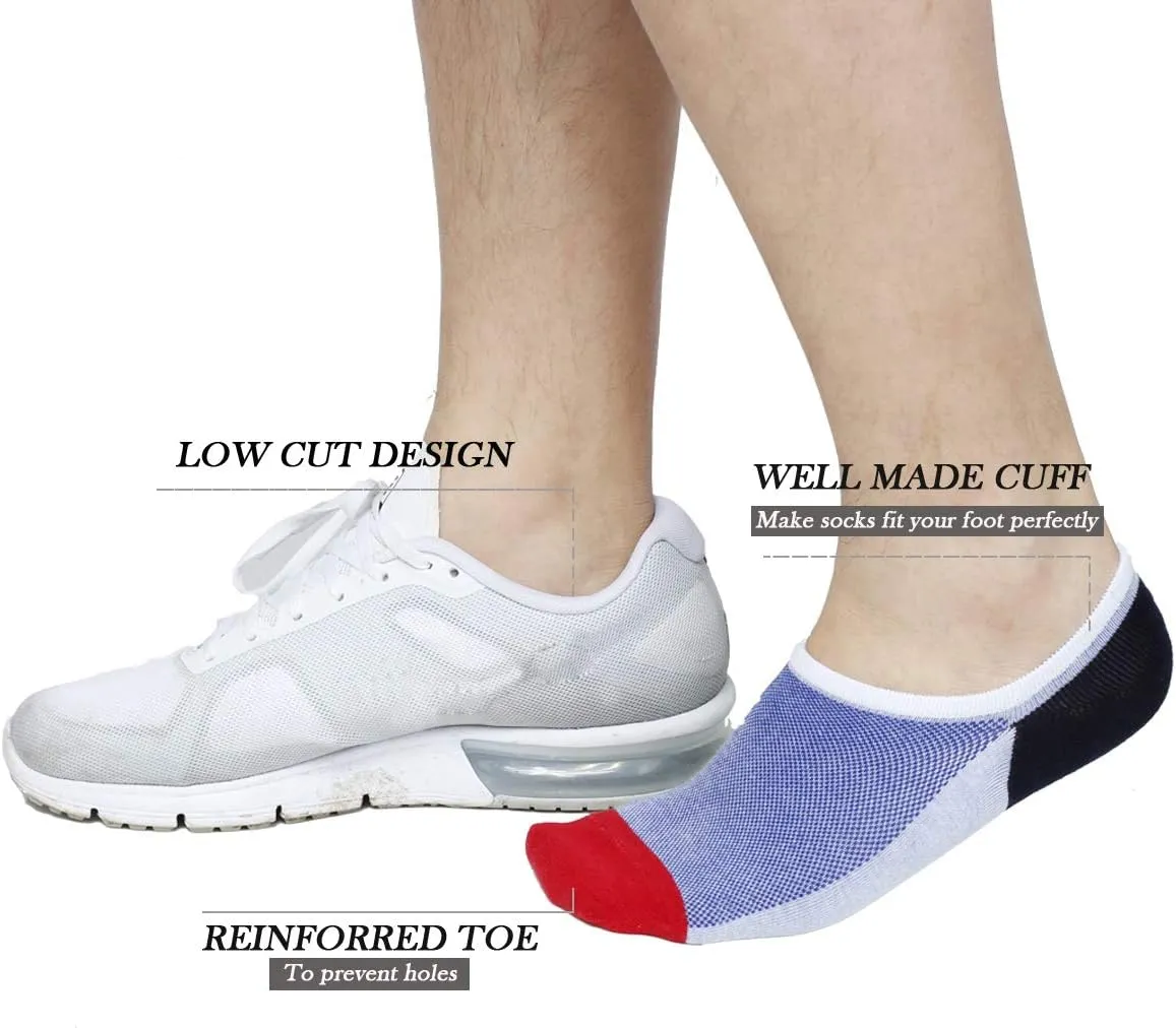 JORMATT Mens Women No Show Socks Mesh Knit Non Slip Cotton Low Cut Casual Socks (Pairs of 6-8)