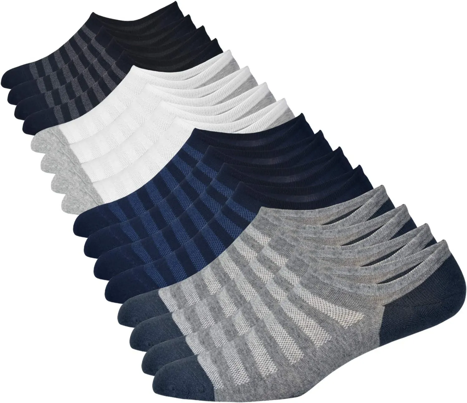 JORMATT Mens Women No Show Socks Mesh Knit Non Slip Cotton Low Cut Casual Socks (Pairs of 6-8)