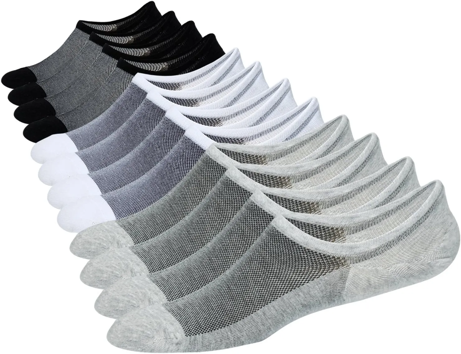 JORMATT Mens Women No Show Socks Mesh Knit Non Slip Cotton Low Cut Casual Socks (Pairs of 6-8)