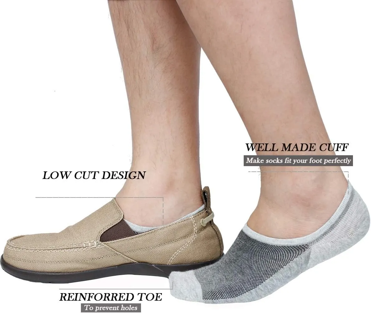JORMATT Mens Women No Show Socks Mesh Knit Non Slip Cotton Low Cut Casual Socks (Pairs of 6-8)