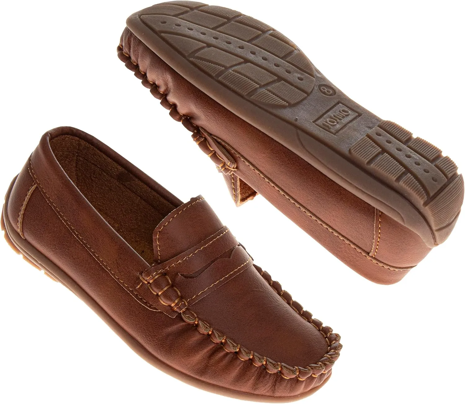 Josmo Boys Moccasin Driving Loafers - Casual Dress Penny Slip On Boat Shoes (Sizes: 5-10 Toddlers / 11-13 Little Kids / 1-5 Big Kids)