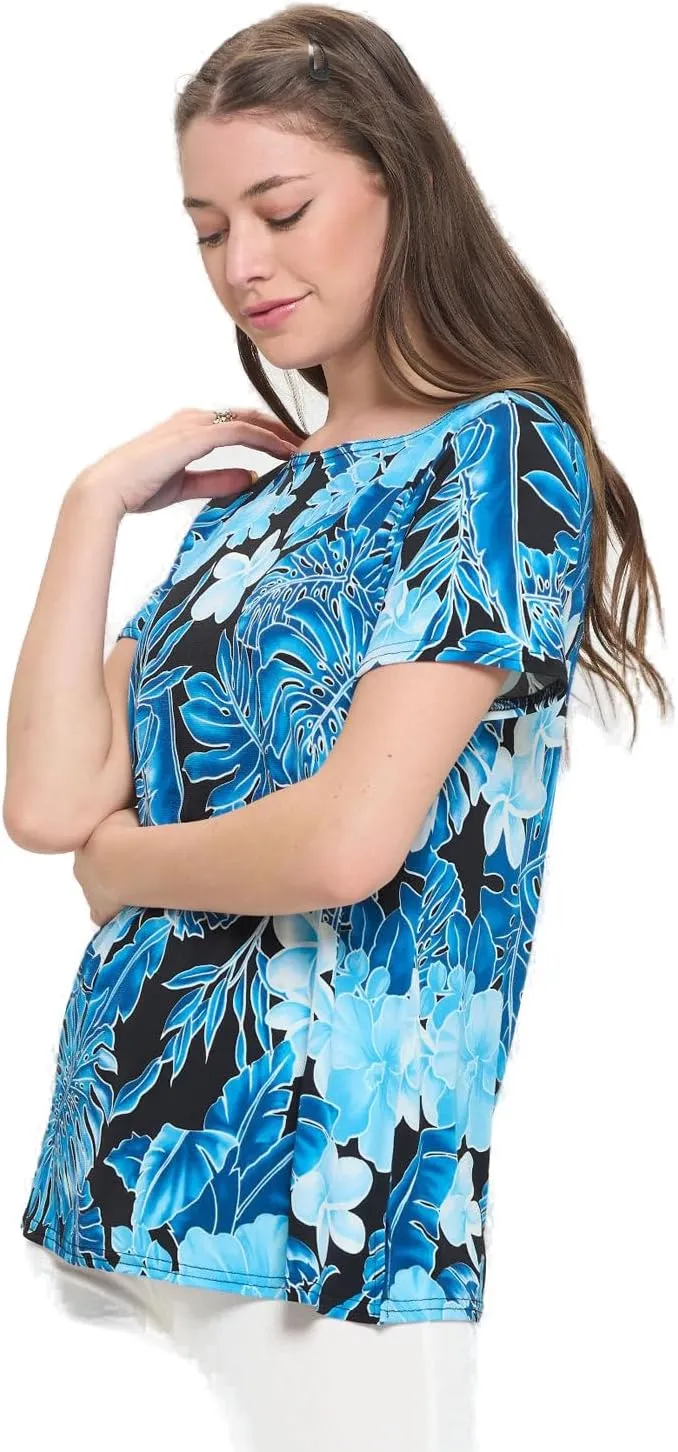Jostar Print Boat Neckline Short Short Sleeve Top-3068HT-SRP1-W436