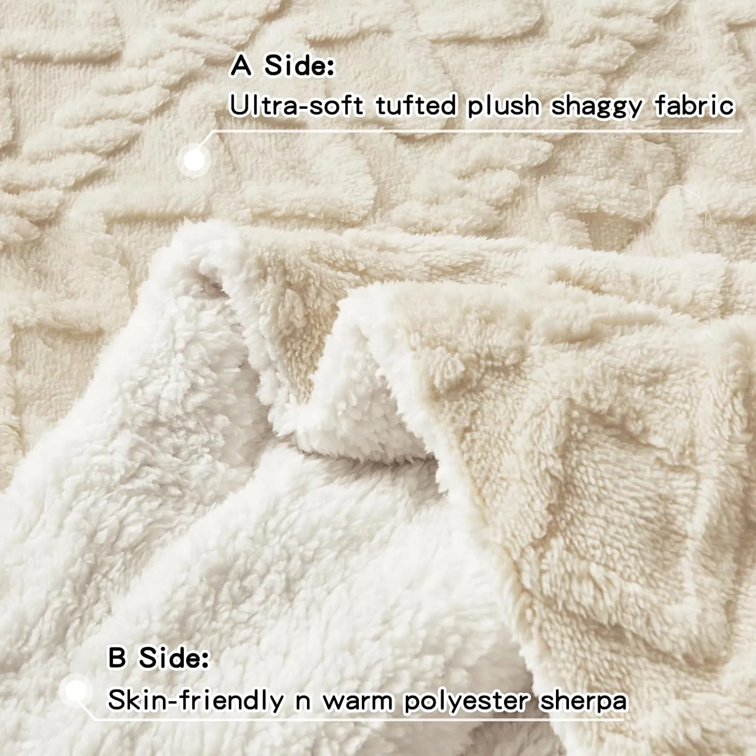 Joyreap 3-Piece Fluffy Faux Fur Sherpa Comforter Set Beige, King Size Luxury Tufted Bedding Comforter Set, All Season Soft n Cozy Plush Comforter Bed Set- 100x88 inches
