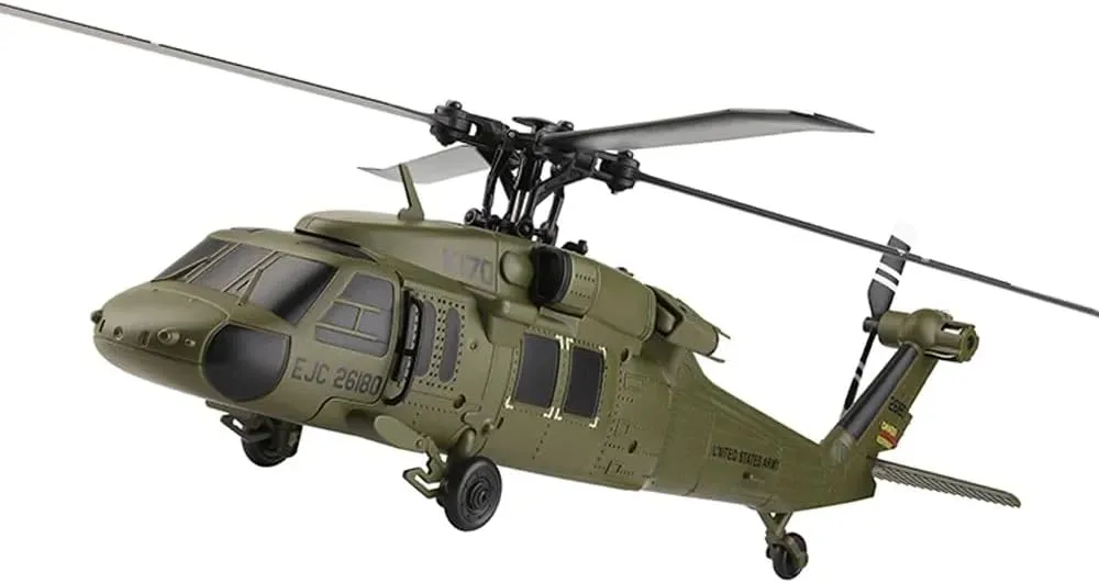 K170 UH-60L RC Helicopter for Adult, 2.4Ghz 4CH Brushless Motor Remote Control Helicopter, 6-Axis Gyro Altitude Hovering Military Aircraft Aileronles RTF-1 Battery