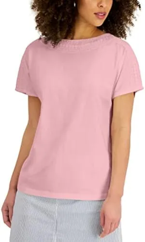 Karen S Womens Crochet Trim Top Boca Blush XL
