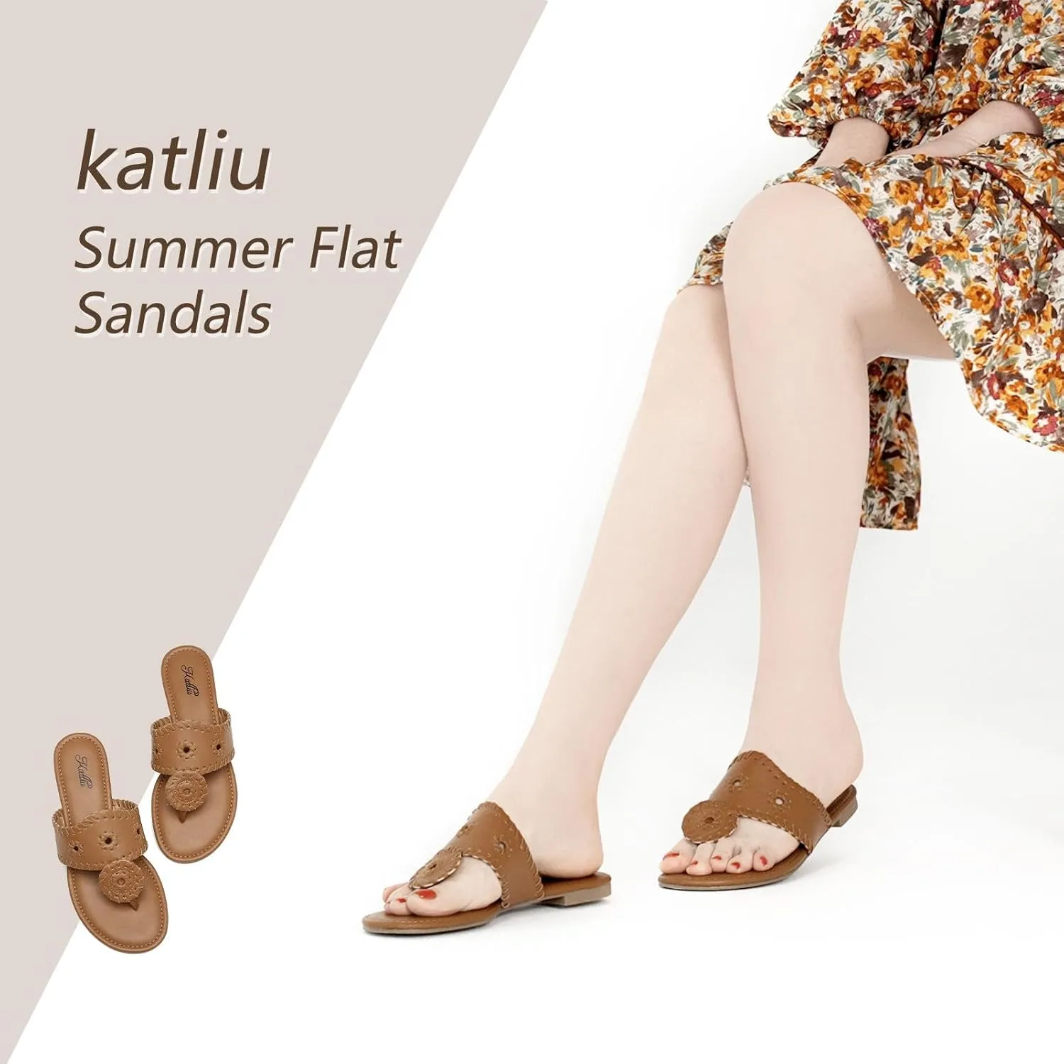 katliu Women's Flat Sandals Flip Flop Sandals Dressy Thong Sandals
