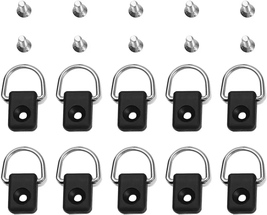 Kayak D Ring with Screw Kit, 6pcs Canoe D Buckle Hook Tie Down Loop Safety Deck Fitting Accessory Parts for Boat Canoe Kayak Fishing Rigging Accessories
