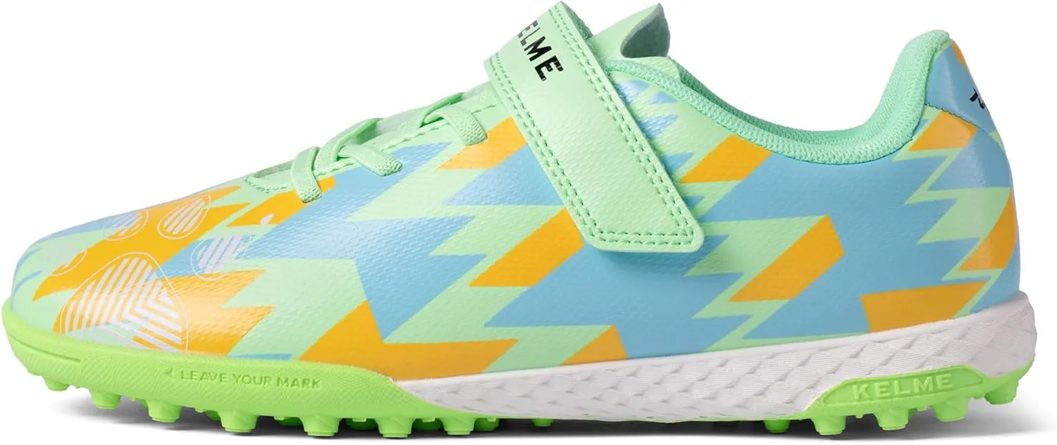 KELME Kids' Indoor Soccer Cleats, Breathable Mesh Turf Futsal Shoes, Turn-Lock, Boys Girls Football Baseball Softball Sneaker for Little/Big Kid