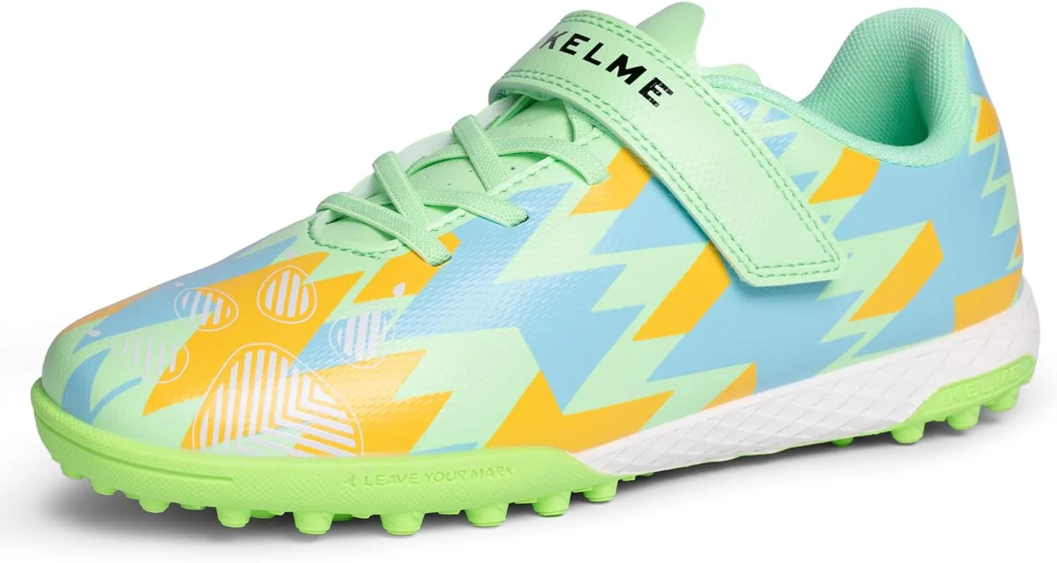 KELME Kids' Indoor Soccer Cleats, Breathable Mesh Turf Futsal Shoes, Turn-Lock, Boys Girls Football Baseball Softball Sneaker for Little/Big Kid