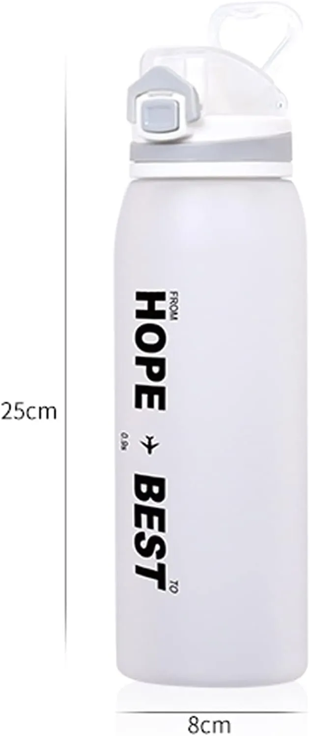 kettles Matte texture Sports Bottle with One-click Push Button,Colorful Water Jug-Large,Leak proof,Fitness/Camping/Outdoor Activity canteen(A)