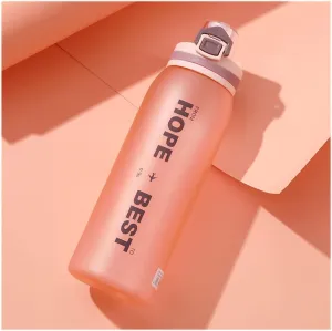 kettles Matte texture Sports Bottle with One-click Push Button,Colorful Water Jug-Large,Leak proof,Fitness/Camping/Outdoor Activity canteen(A)