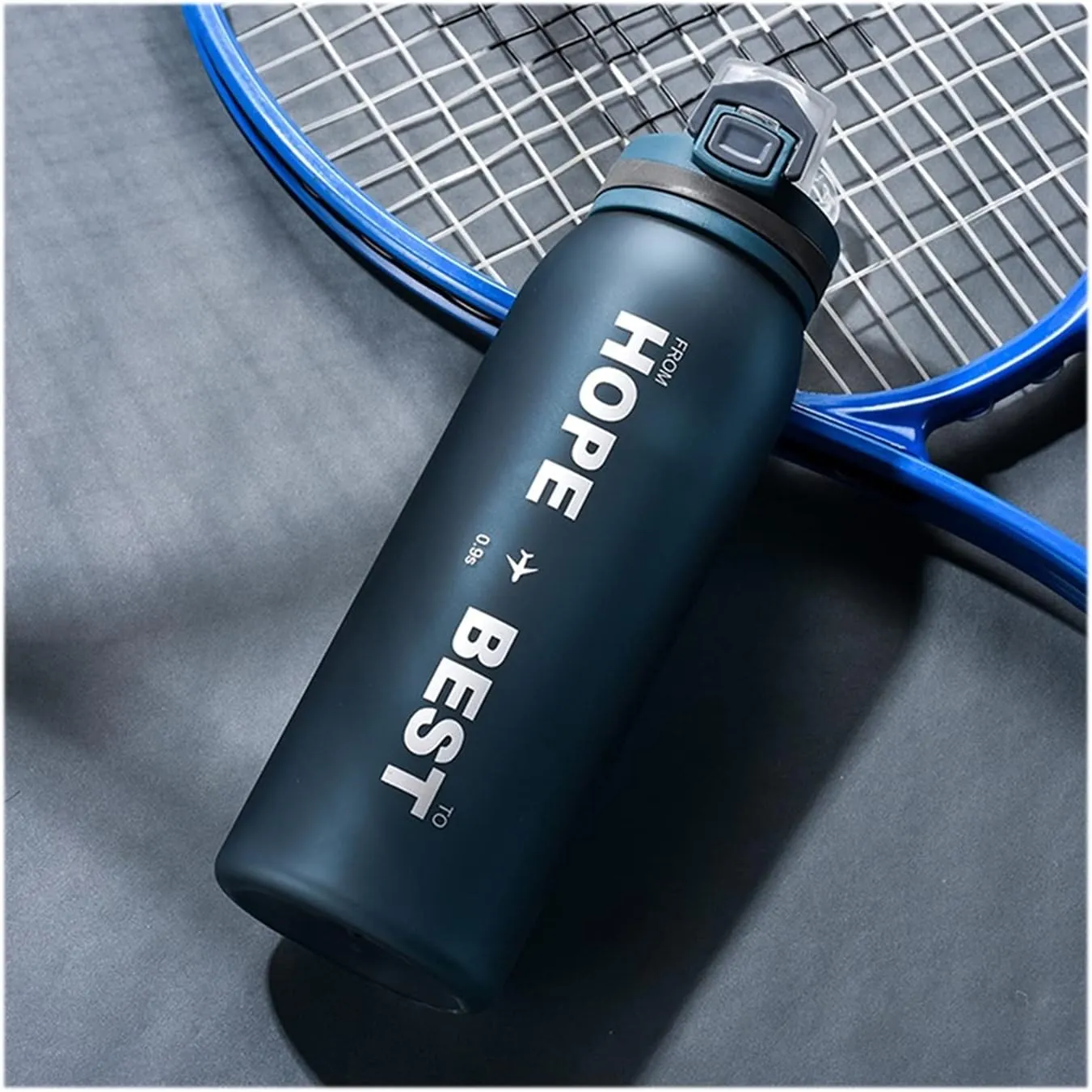kettles Matte texture Sports Bottle with One-click Push Button,Colorful Water Jug-Large,Leak proof,Fitness/Camping/Outdoor Activity canteen(B)