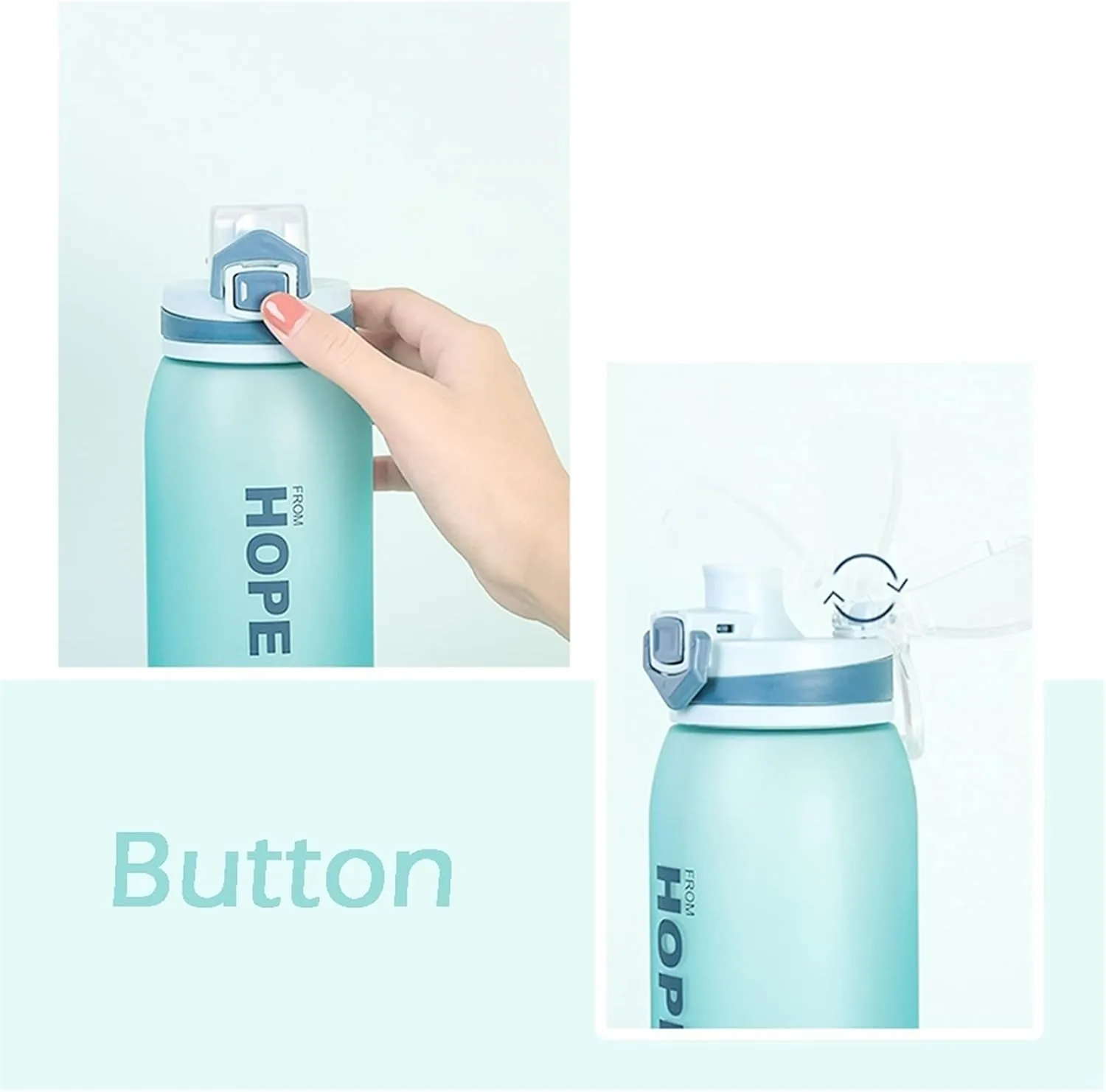 kettles Matte texture Sports Bottle with One-click Push Button,Colorful Water Jug-Large,Leak proof,Fitness/Camping/Outdoor Activity canteen(B)