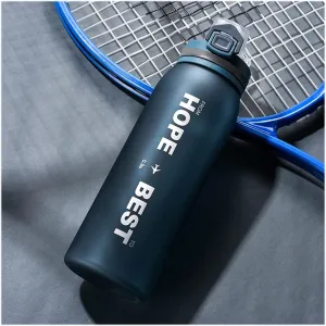 kettles Matte texture Sports Bottle with One-click Push Button,Colorful Water Jug-Large,Leak proof,Fitness/Camping/Outdoor Activity canteen(B)