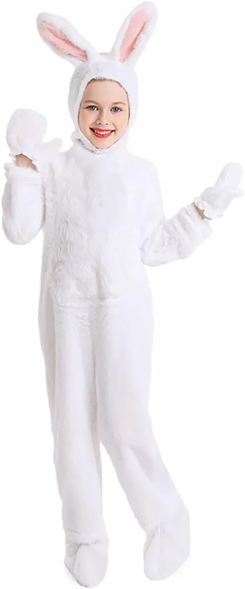 Kids Easter Bunny Costume Rabbit Animal Plush Set Onesie for Child Christmas Halloween Cosplay Onepiece.