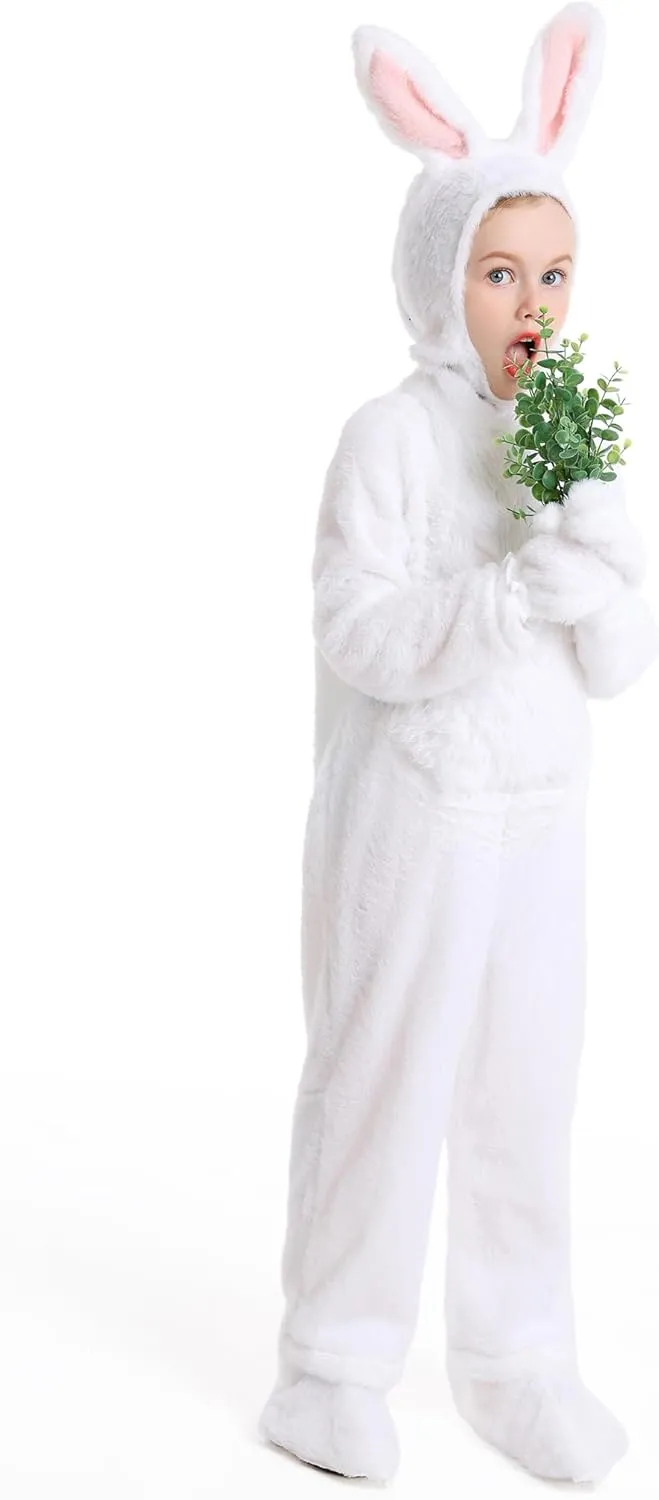 Kids Easter Bunny Costume Rabbit Animal Plush Set Onesie for Child Christmas Halloween Cosplay Onepiece.