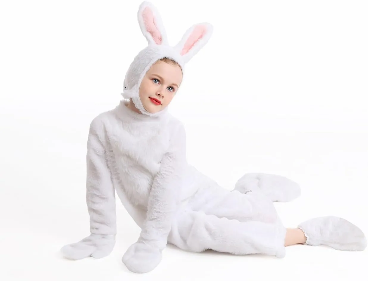 Kids Easter Bunny Costume Rabbit Animal Plush Set Onesie for Child Christmas Halloween Cosplay Onepiece.