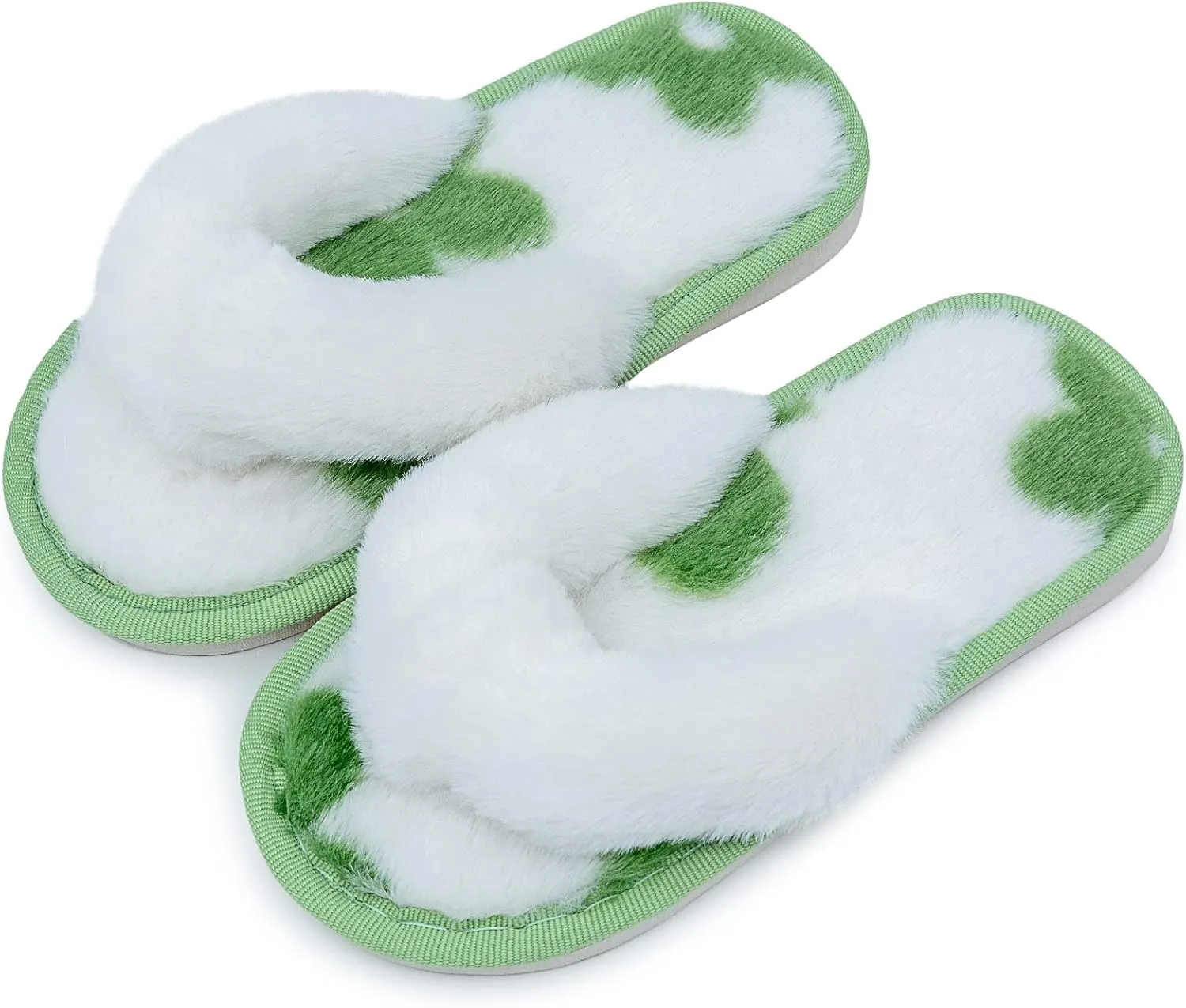 Kids Flip Flop Slippers Soft Plush Fuzzy House Home Thong Slippers for Boys and Girls Open Toe Indoor Outdoor Warm Comfy Slip On