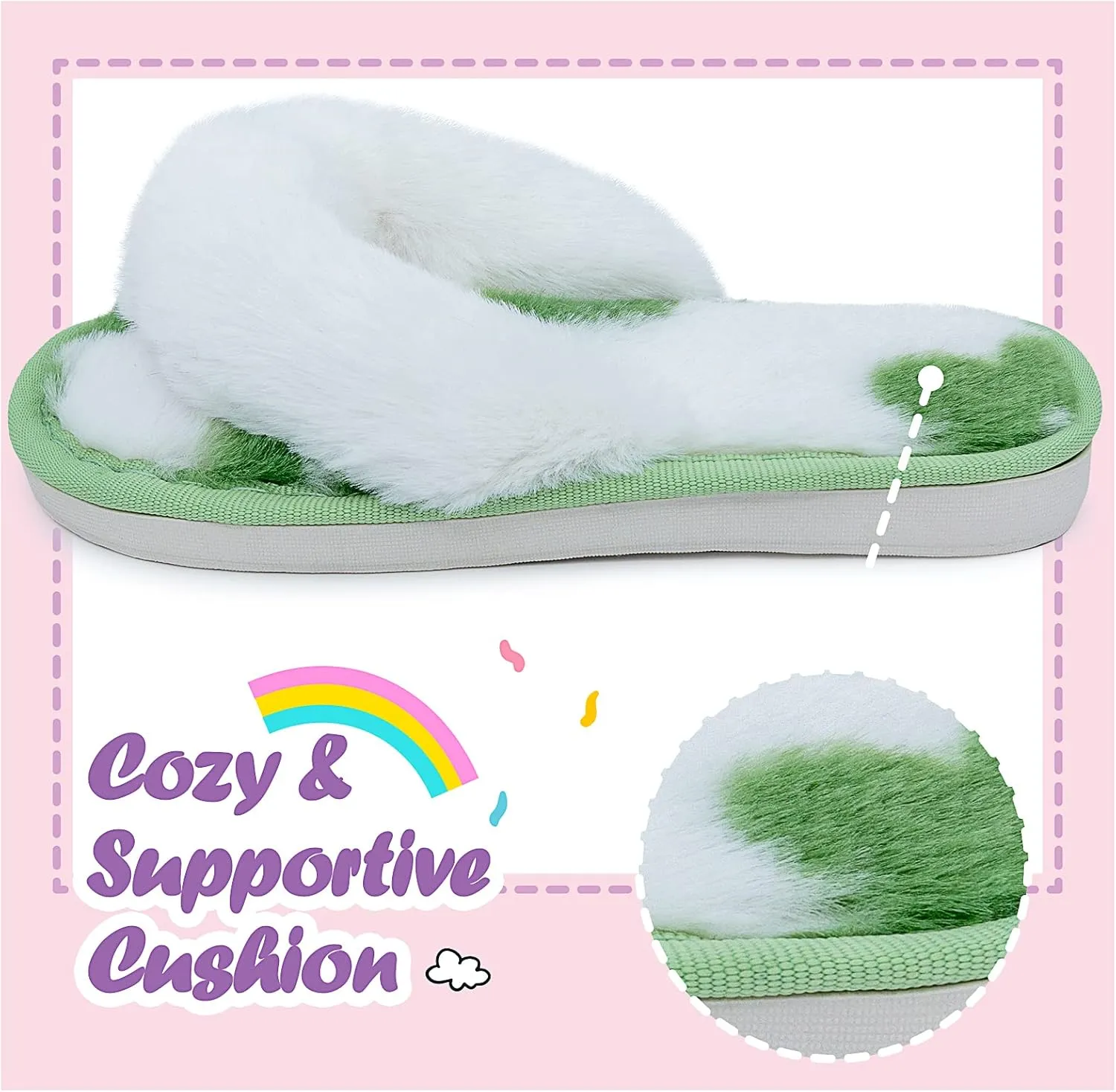 Kids Flip Flop Slippers Soft Plush Fuzzy House Home Thong Slippers for Boys and Girls Open Toe Indoor Outdoor Warm Comfy Slip On
