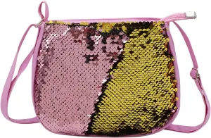 Kids Girls Sparkle Crossbody Purses Glitter Shiny Flip Sequin Small Purse Zippered Cute Handbag