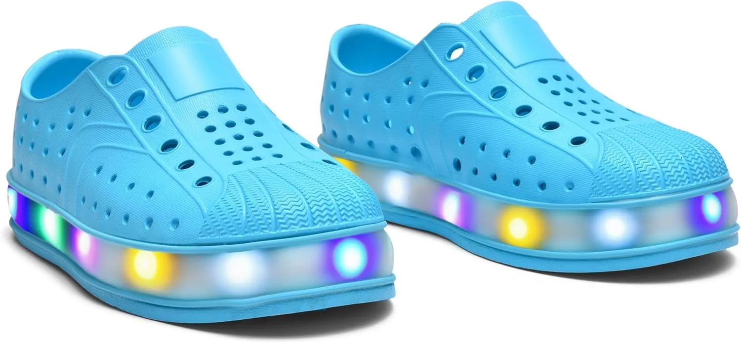 Kids Water Shoes,Toddler Slip-On Shoes,Waterproof Light Up Shoes for Boys and Girls,Lightweight Non-Slip Quick Dry Beach Sandals