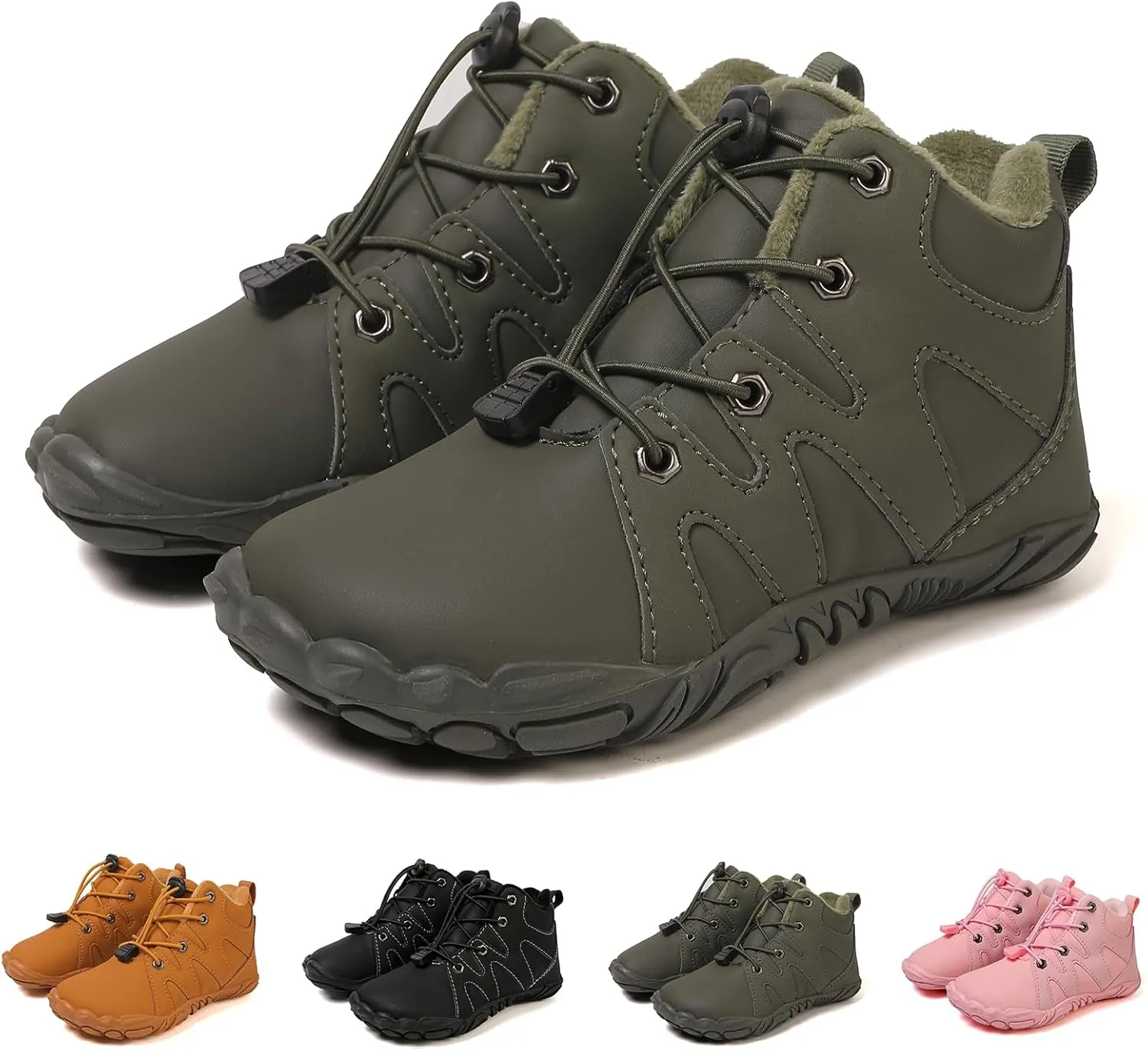 Kids Waterproof Barefoot Shoes for Boys Girls, Autumn and Winter Warm Quick Dry Shoe Toddler Slip on Wide Toe Box Hiking