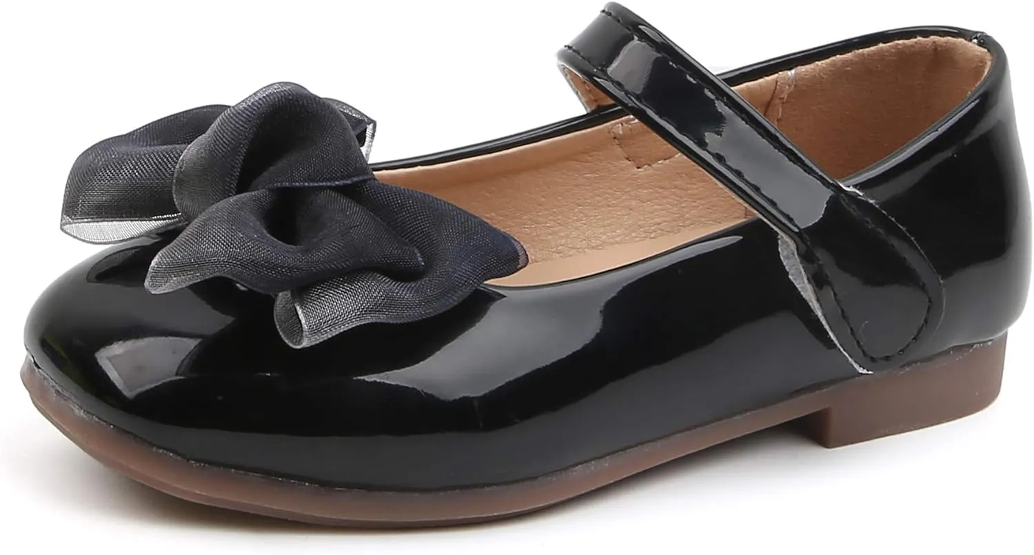 Komfyea Girl's Toddler/Little Kid Cute Bowknot Ballet Flat Dress Shoes