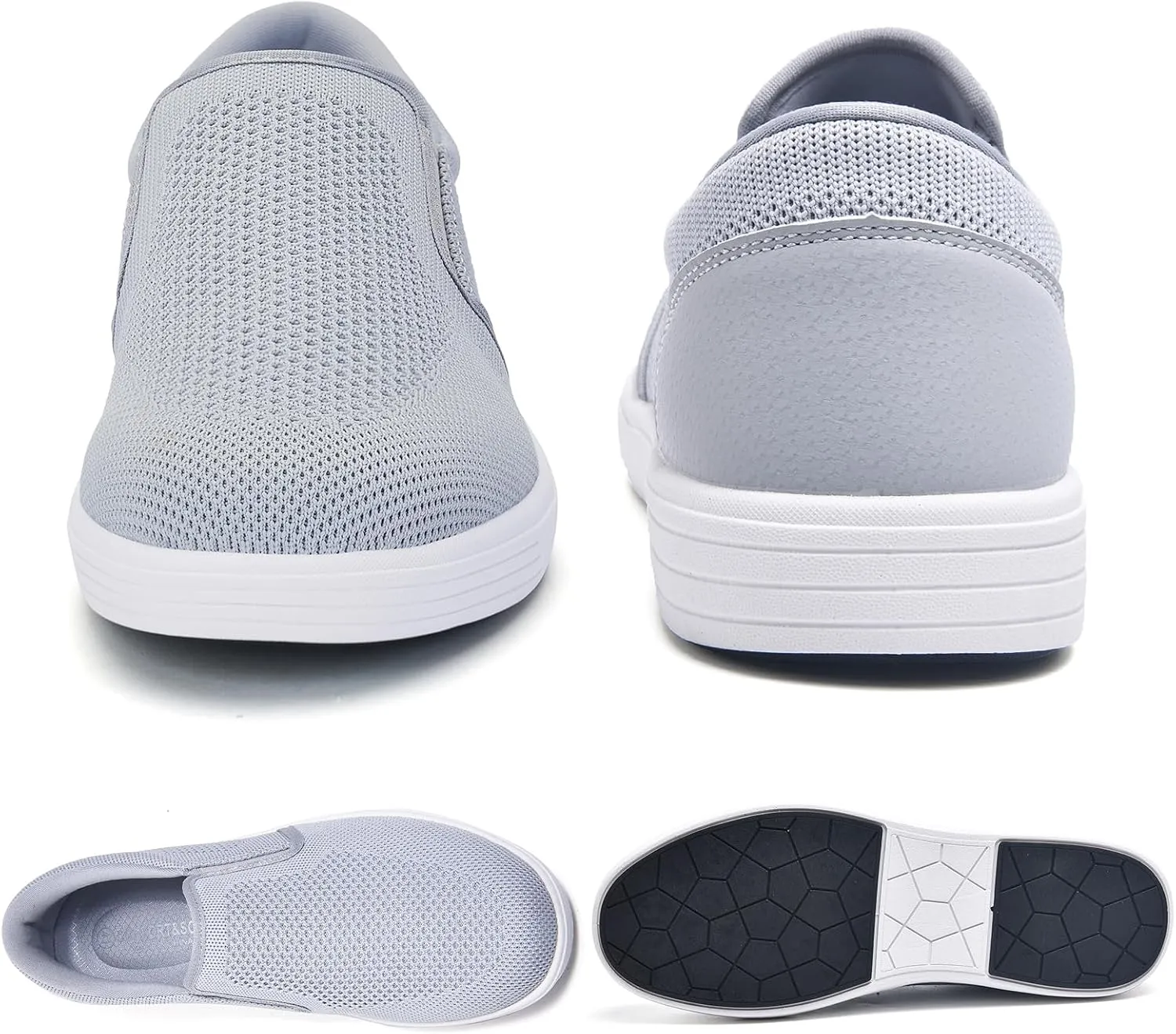 konhill Men's Slip on Shoes, Casual Breathable Boat Sneakers with Arch Support Lightweight Mesh Beach Loafers for Driving Walking Skate