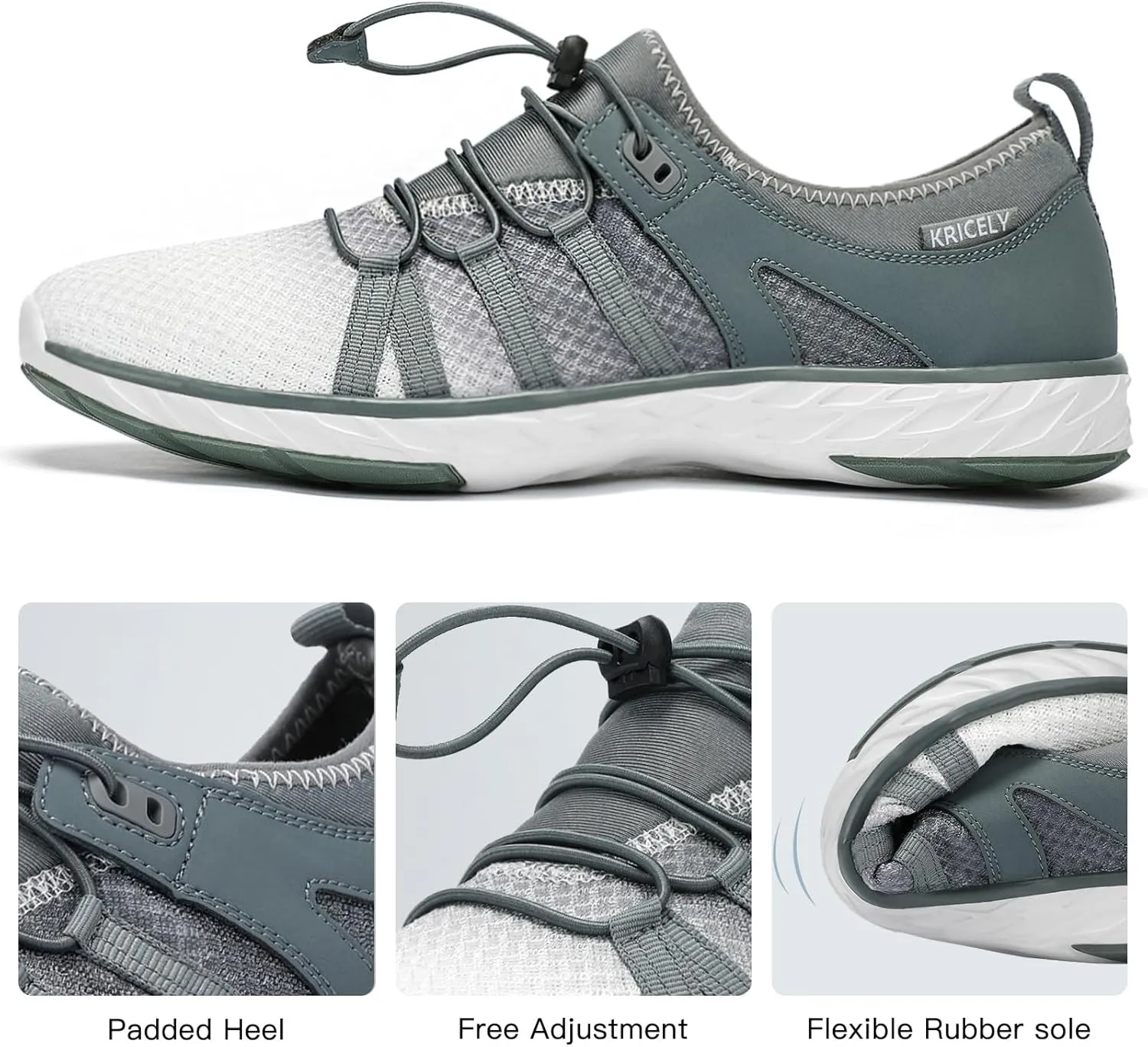 Kricely Water Shoes Men Quick Dry Aqua Shoes Swim Shoes for Men Non-Slip Beach Shoes Outdoor for Surfing