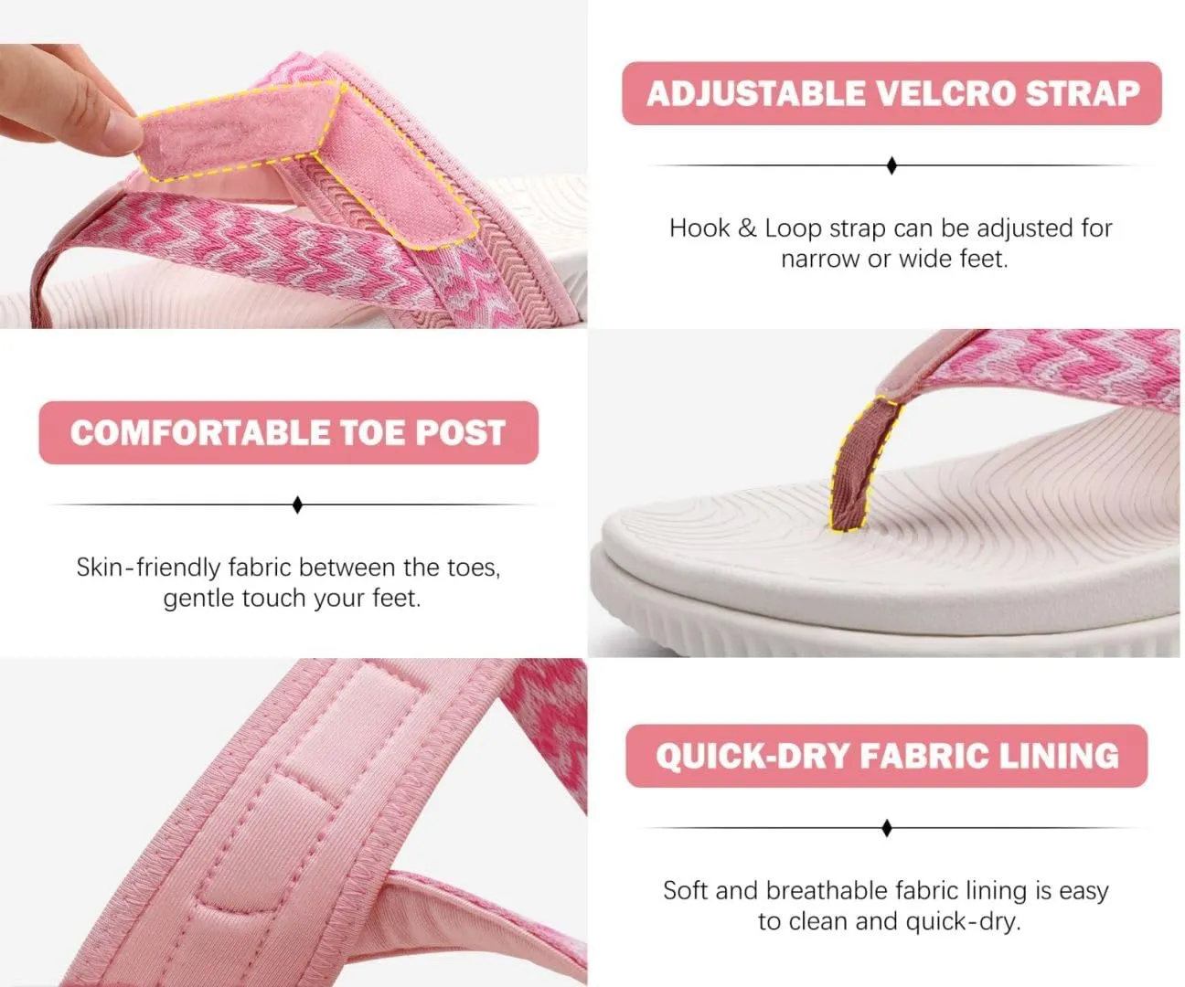 KuaiLu Womens Flip Flops With Arch Support Adjustable Thick Athletic Cushion Recovery Walking Sandals For Woman Ladies Fashion Comfortable Flip-Flop Slides, Water Resistant & Lightweight