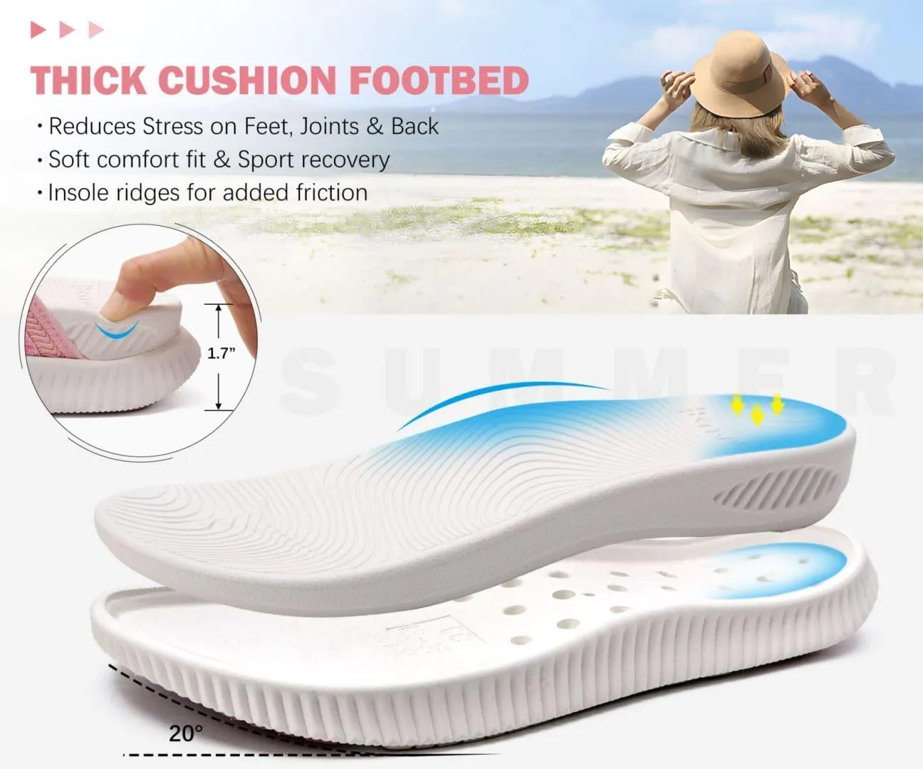 KuaiLu Womens Flip Flops With Arch Support Adjustable Thick Athletic Cushion Recovery Walking Sandals For Woman Ladies Fashion Comfortable Flip-Flop Slides, Water Resistant & Lightweight
