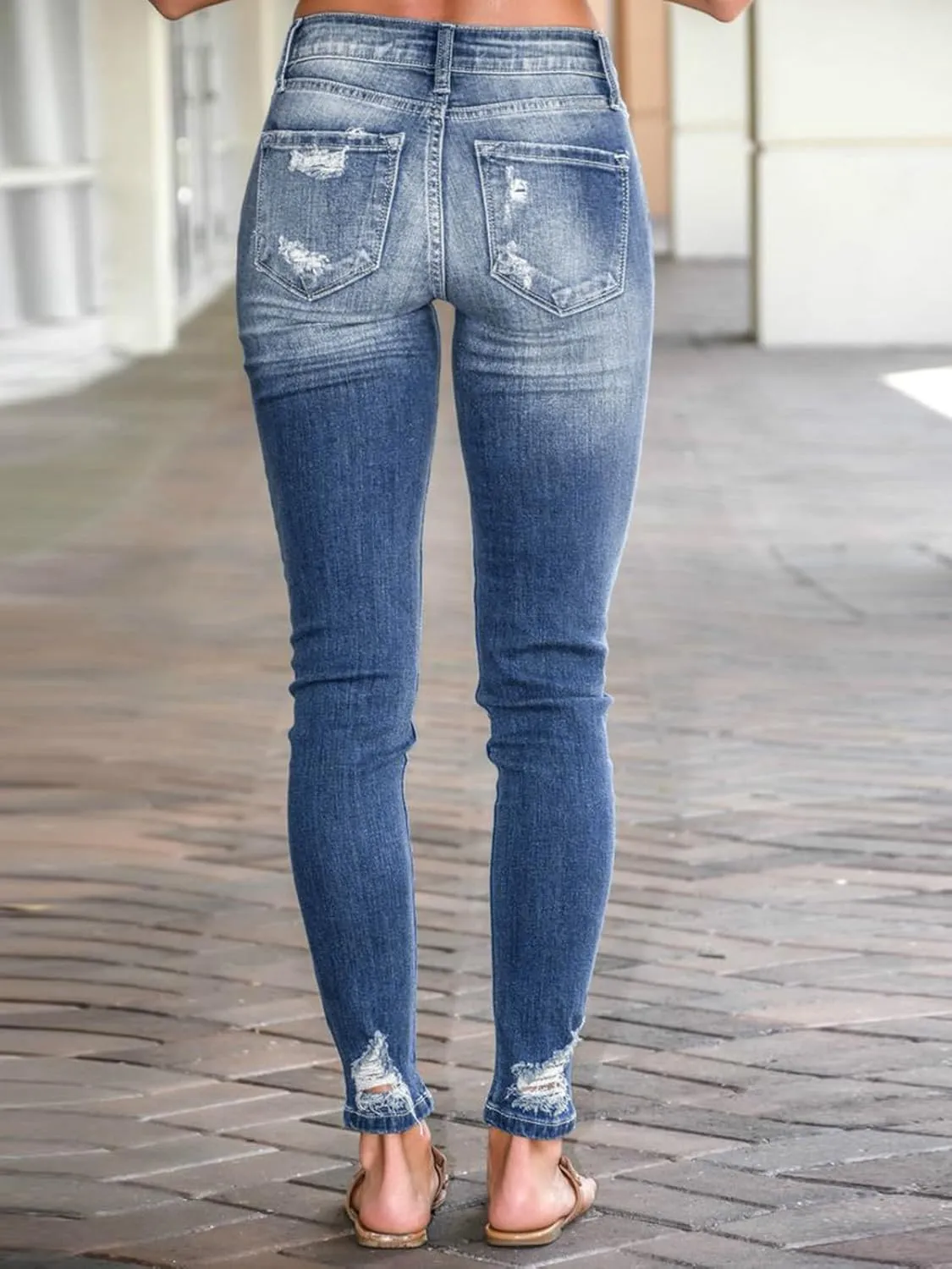KUNMI Women's Ripped Skinny Jeans Distressed Stretchy Denim Pants